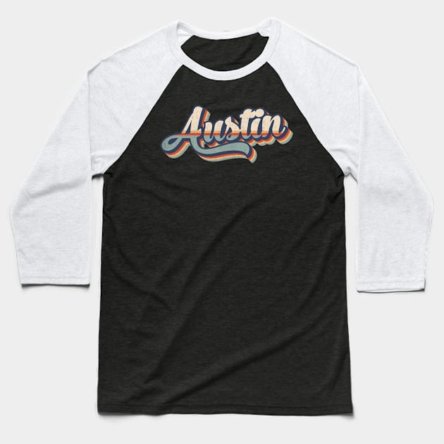 Austin // Retro Vintage Style Baseball T-Shirt by Stacy Peters Art